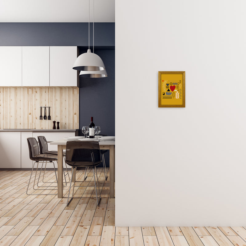Yellow Scandinavian Abstract Shapes Original A4 Print Only