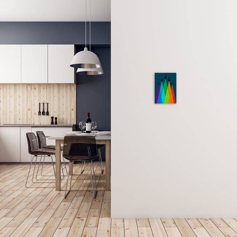 Rainbow and Navy Rocket B A4 Black Frame
