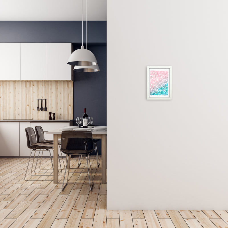 Pink and Blue Abstract Dots A4 Oak Frame