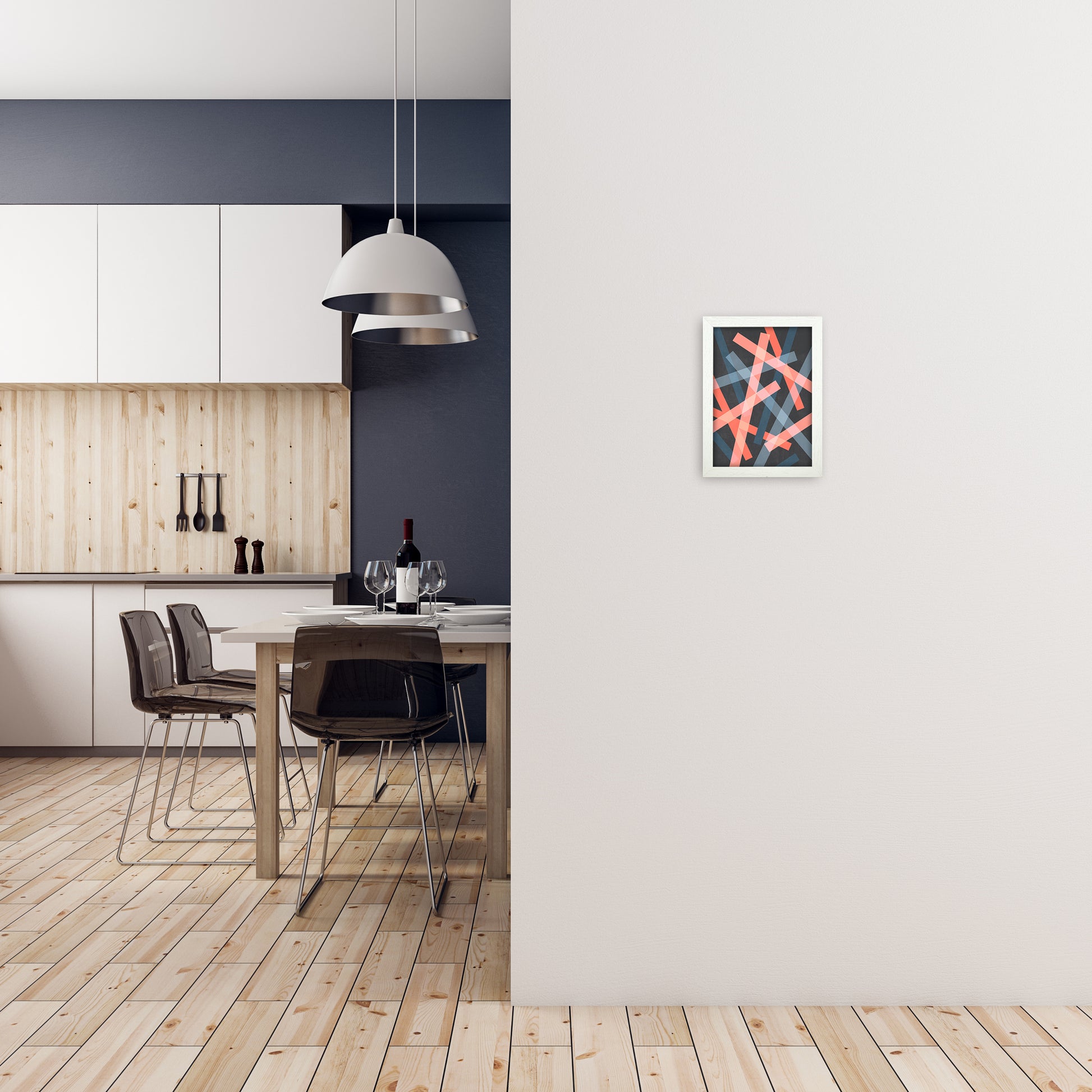 Abstract Colourful Print B A4 Oak Frame
