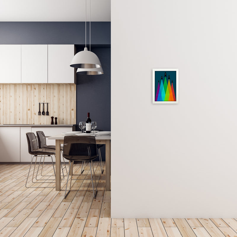 Rainbow and Navy Rocket B A4 Oak Frame