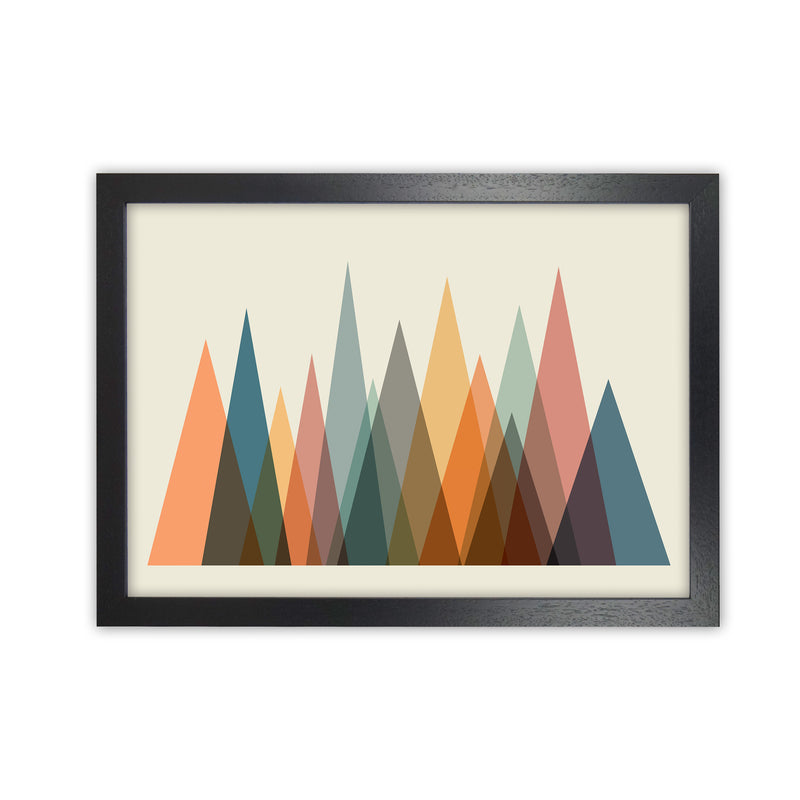Mid Century Abstract Mountain Original Black Grain