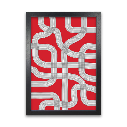 Red Black and White Abstract Black Grain