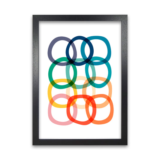 Colorful Rings Print Black Grain