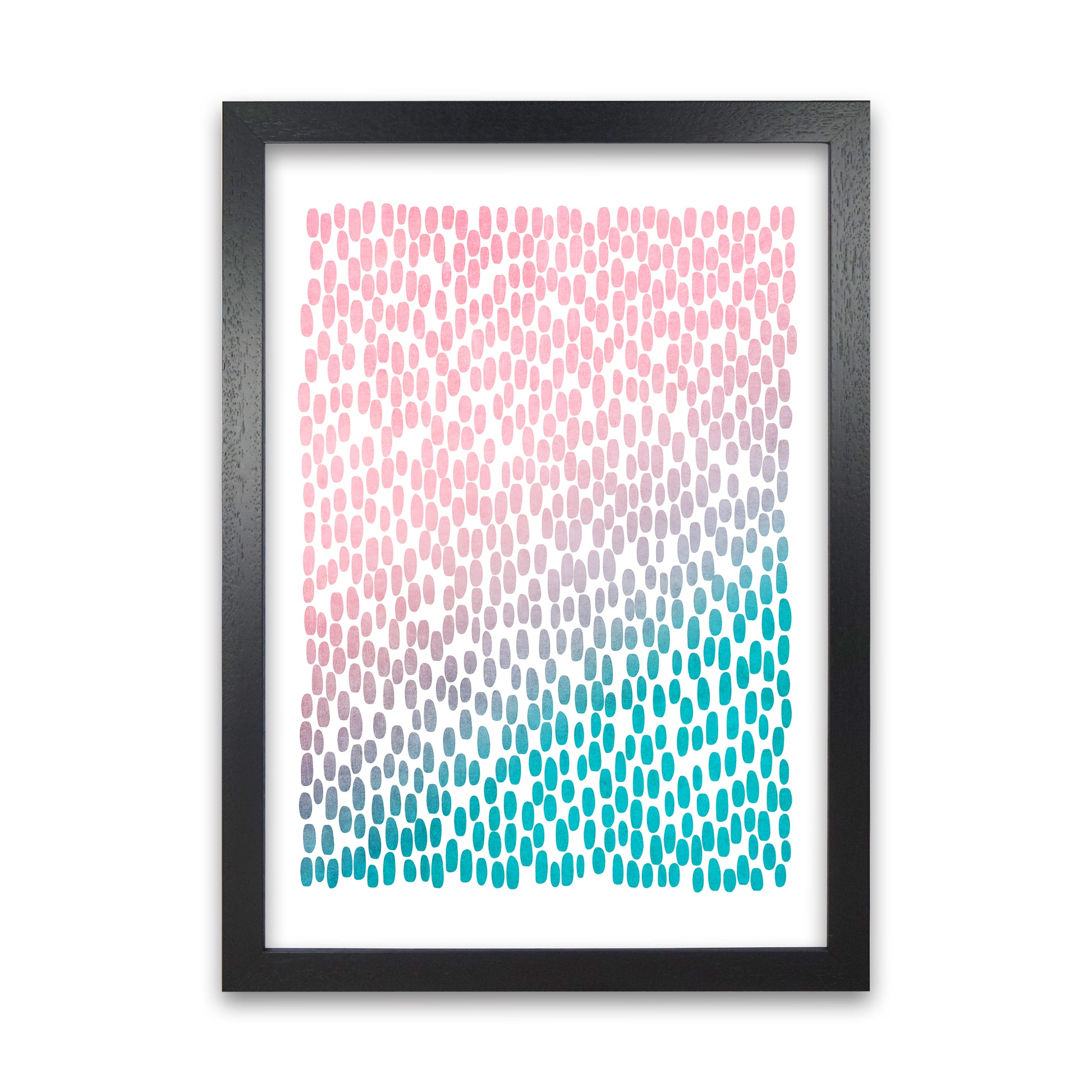 Pink and Blue Abstract Dots Black Grain