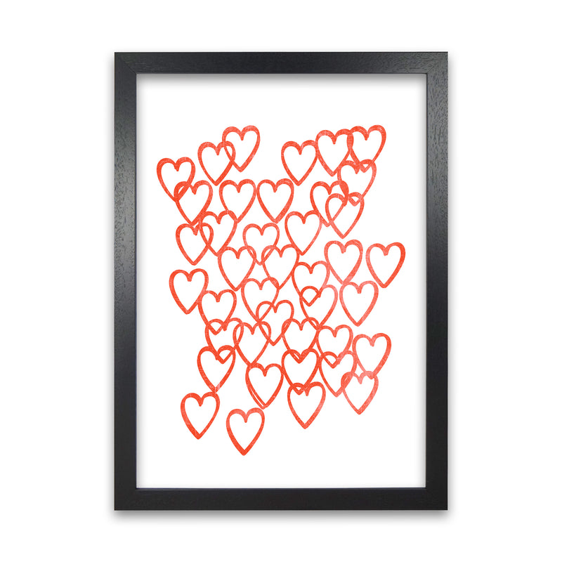 Red Hearts Grunge Original Black Grain