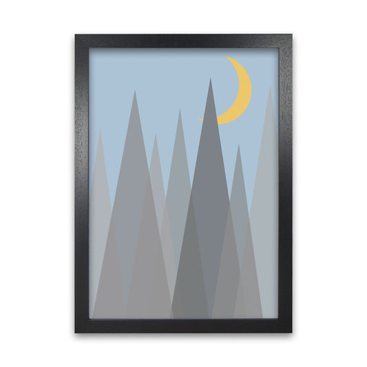 Day and Night Nursery Mid Century Modern Art Prints Night B Black Grain