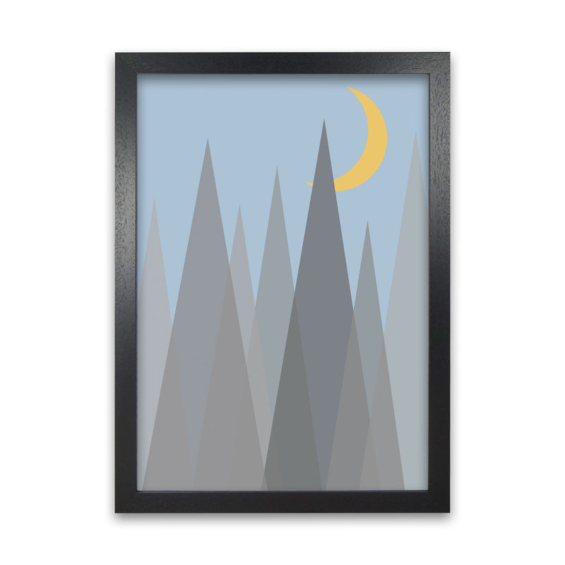 Day and Night Nursery Mid Century Modern Art Prints Night B Black Grain