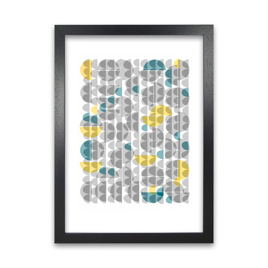 Geometric Grey and Yellow B Original Black Grain