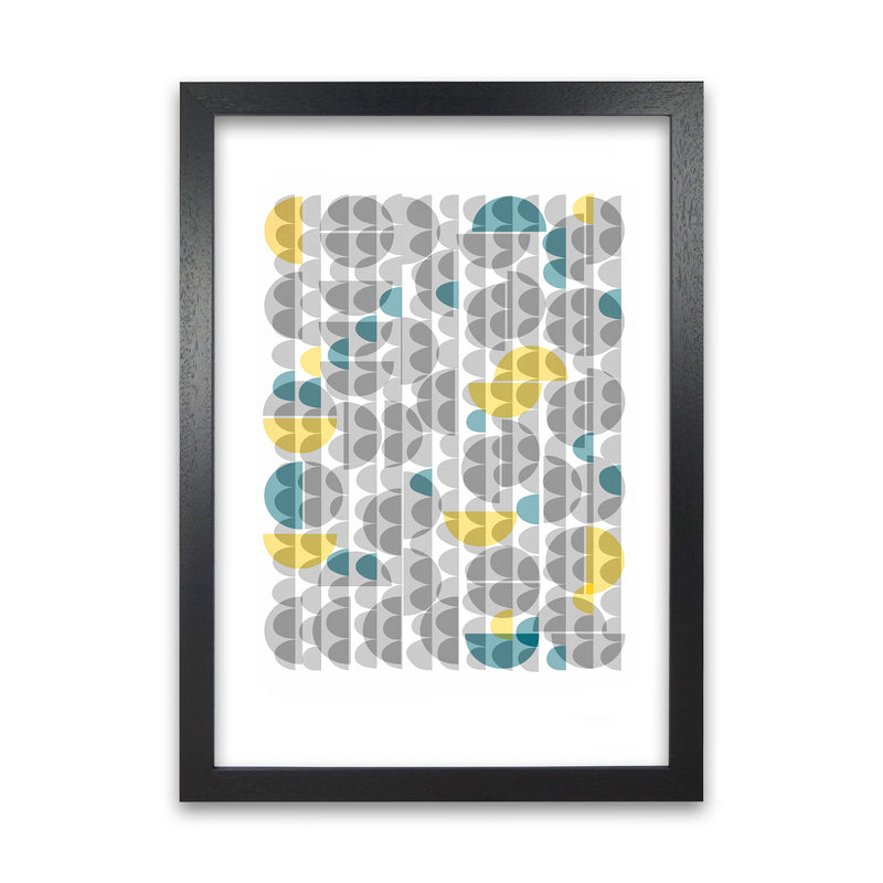 Geometric Grey and Yellow B Original Black Grain