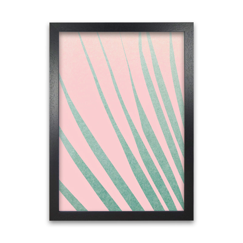 Green Leaves Pink Left Wall Original Black Grain