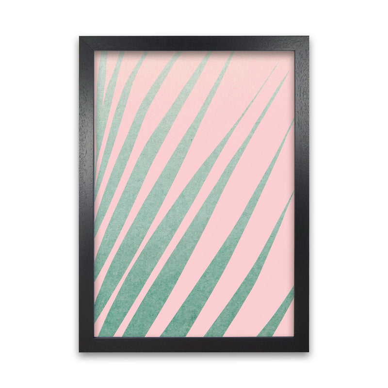 Green Leaves Pink Right Wall Original Black Grain