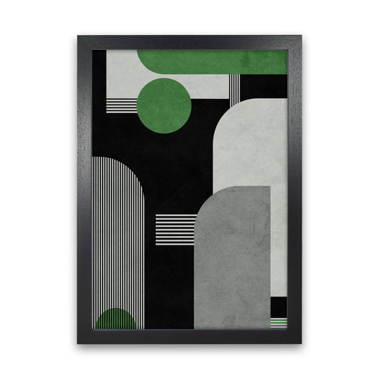Mid Century Green Black Block Prints Set of 2 A Black Grain