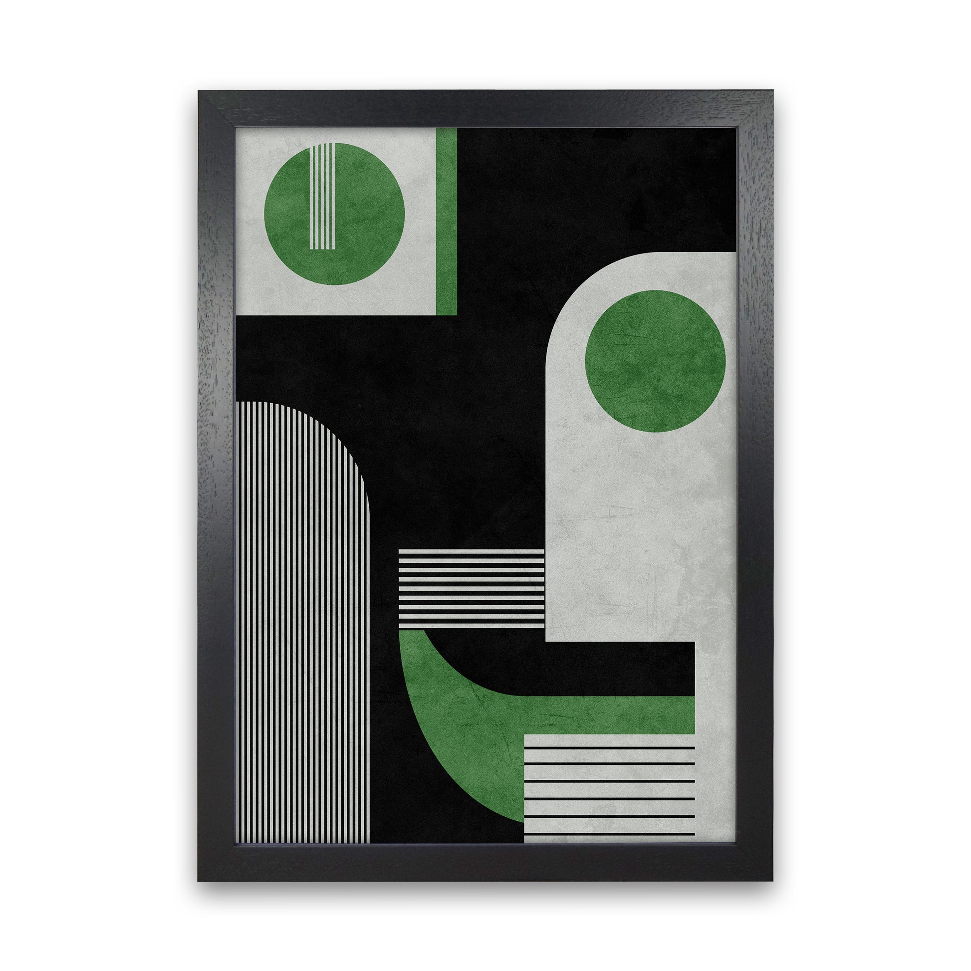 Mid Century Green Black Block Prints Set of 2 B Black Grain