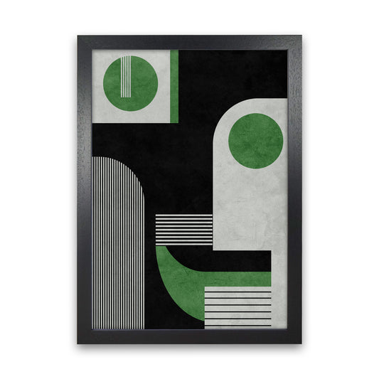 Mid Century Green Black Block Prints Set of 2 B Black Grain