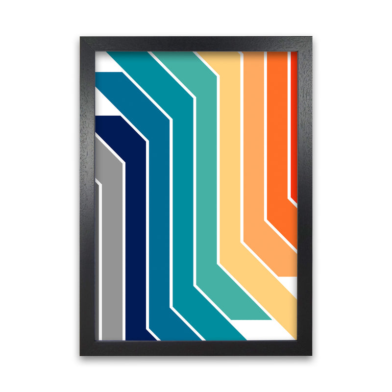 Modern Rainbow Stripes B Black Grain