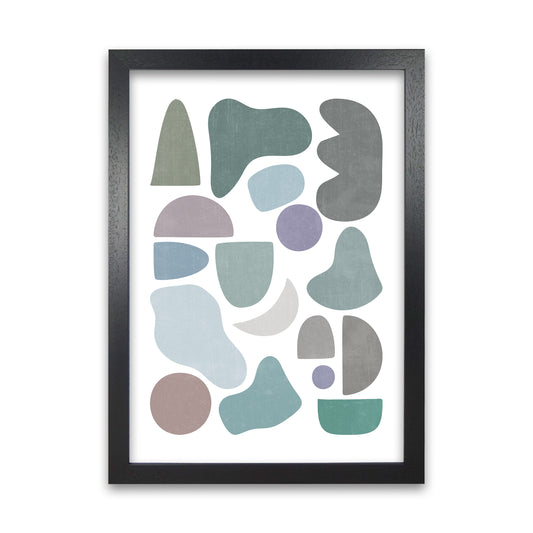 Abstract Terrazzo Shapes B Black Grain