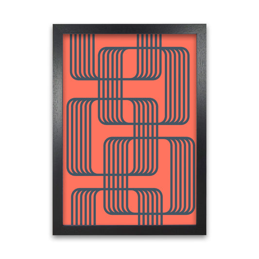 Blue and Red Geometric Wall Art Print B Black Grain