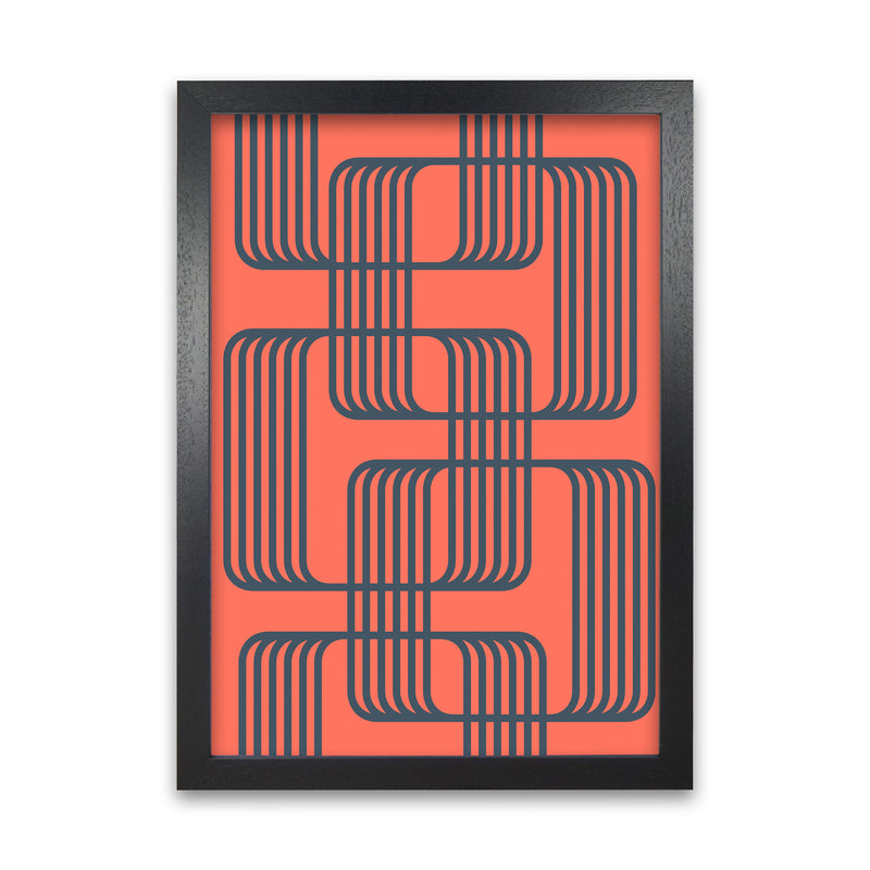 Blue and Red Geometric Wall Art Print B Black Grain