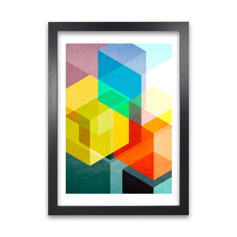 Bright Colourful Abstract Print A Black Grain