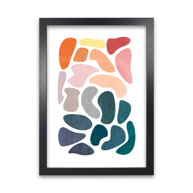 Colourful Abstract Shapes Print B Black Grain