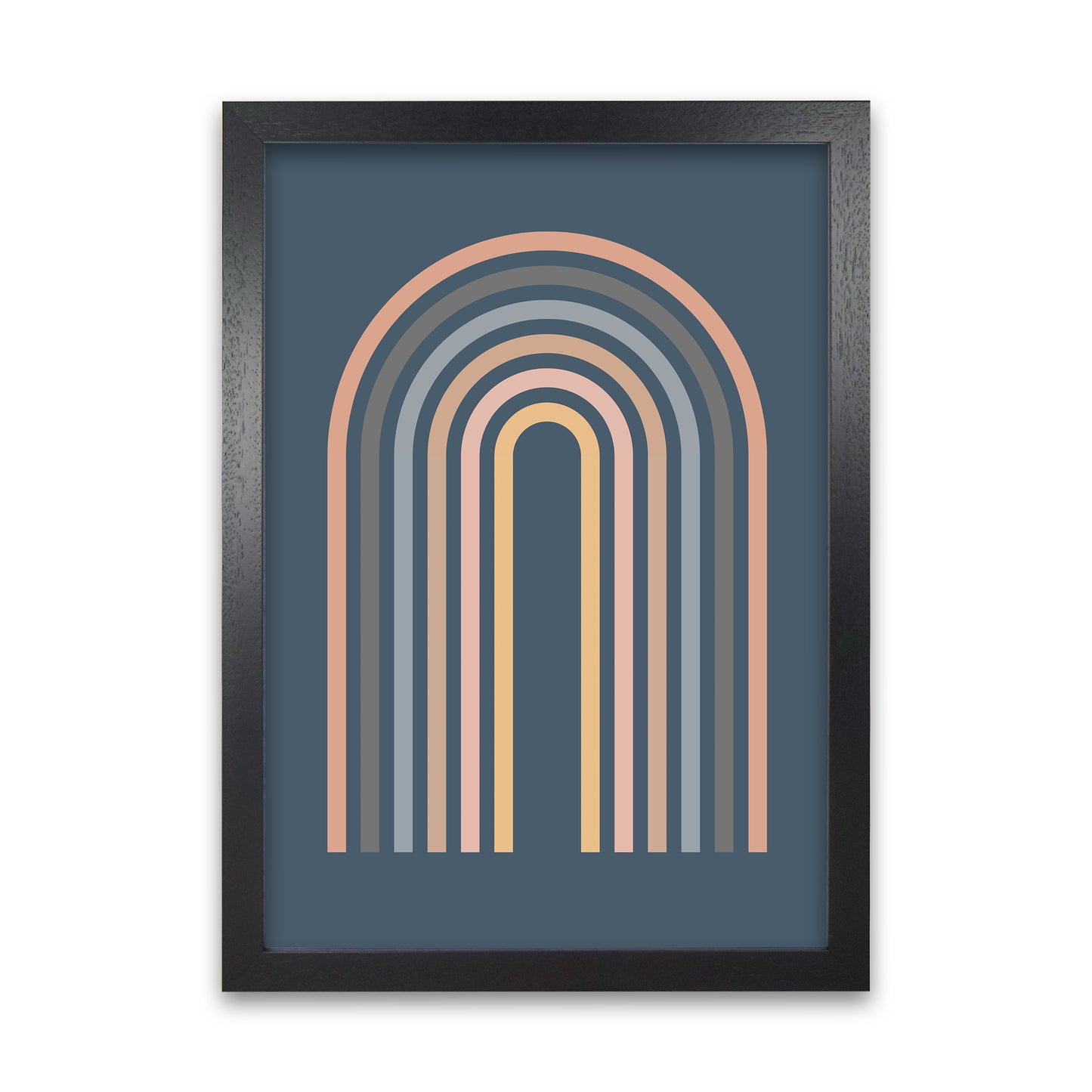 Mid Century Blue Wall Art Print A Black Grain