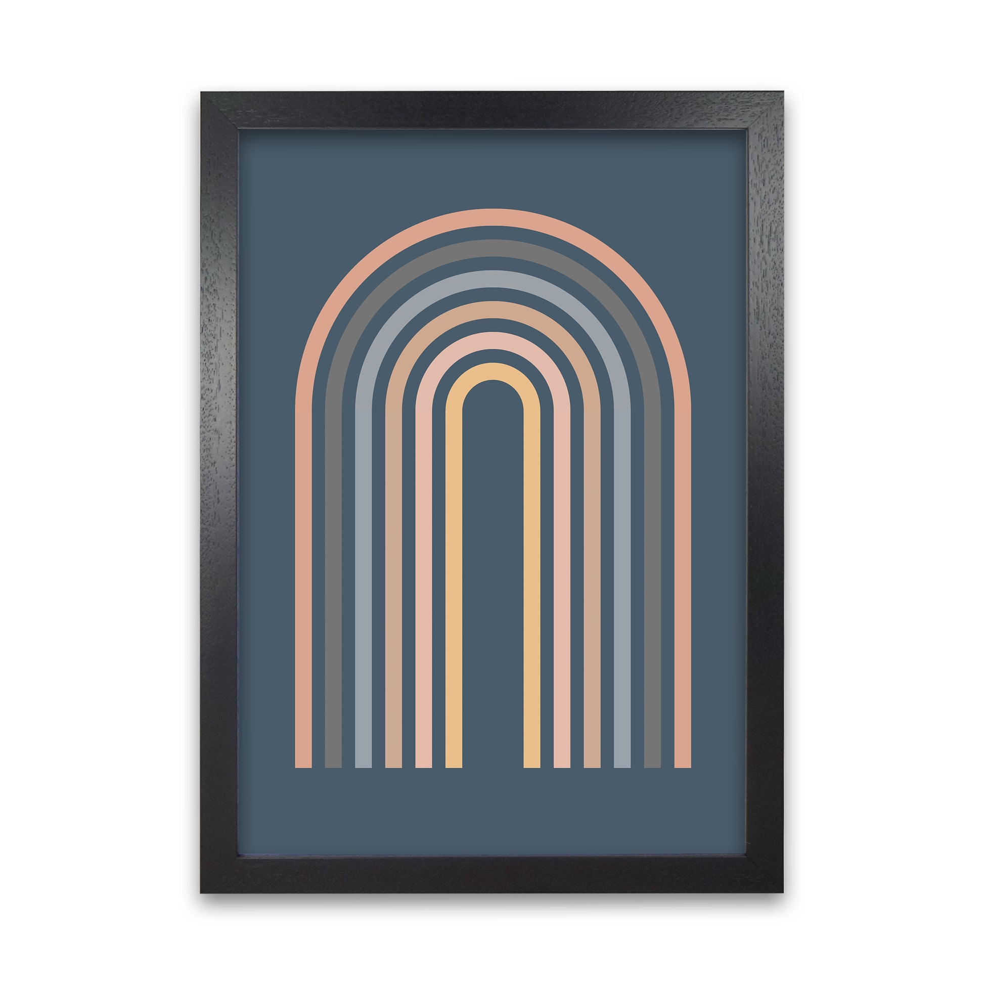 Mid Century Blue Wall Art Print A Black Grain