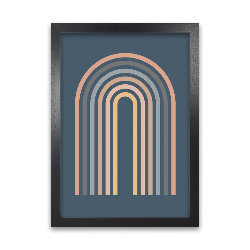 Mid Century Blue Wall Art Print A Black Grain