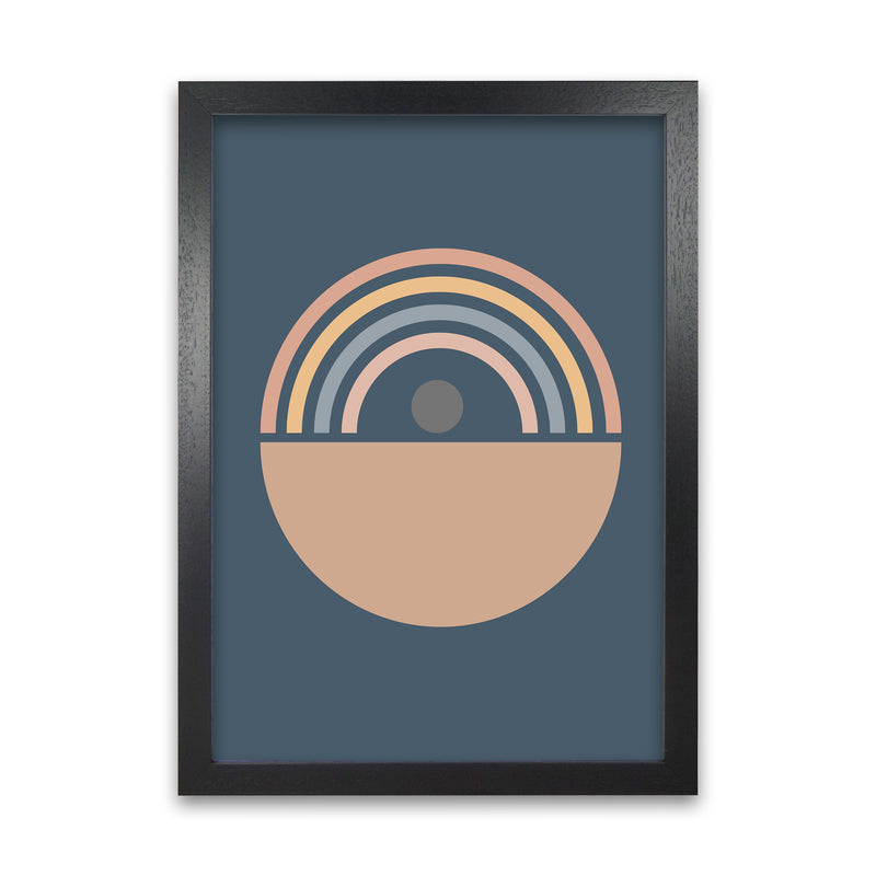 Mid Century Blue Wall Art Print B Black Grain