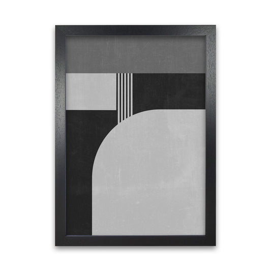 Mid Century Black and White Print A Black Grain