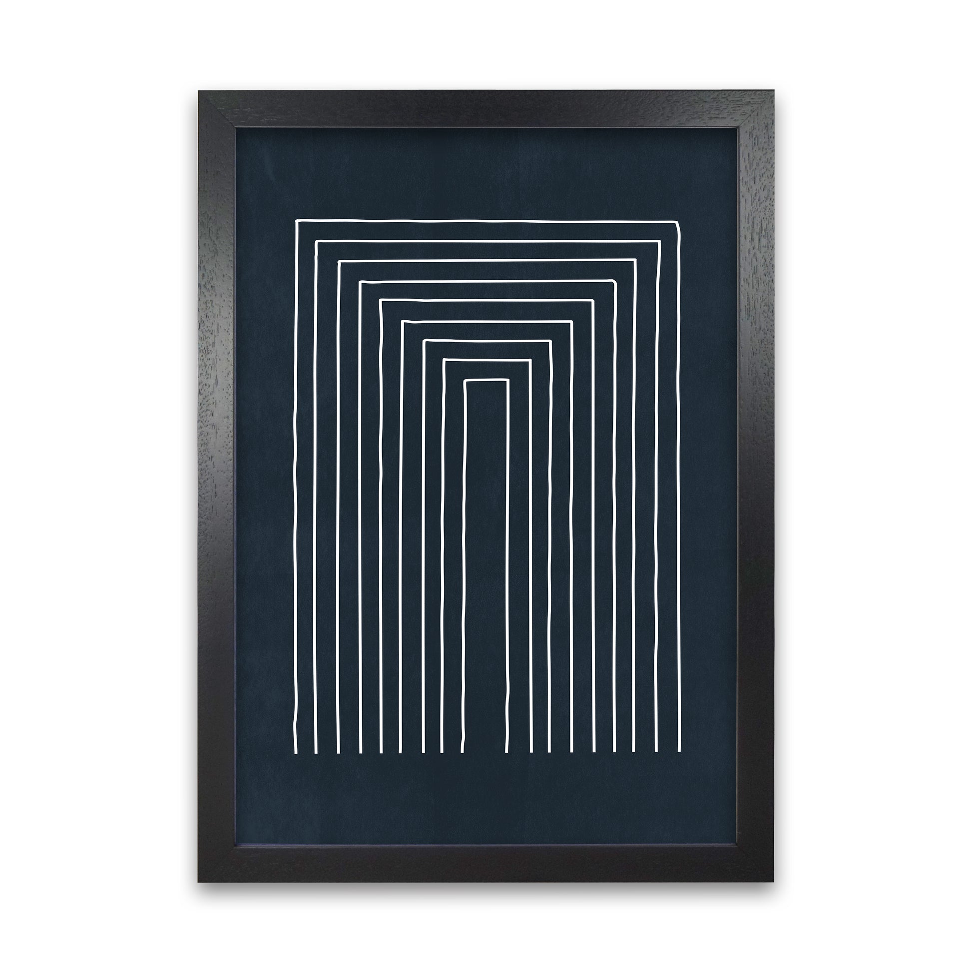 Mid Century Modern Blue Print A Black Grain