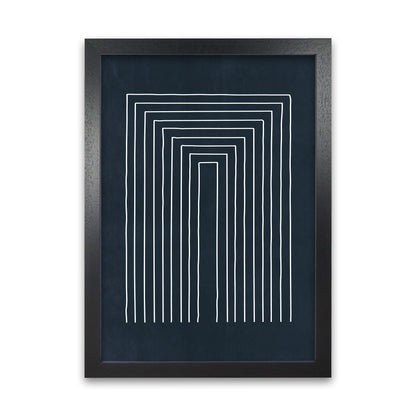 Mid Century Modern Blue Print A Black Grain