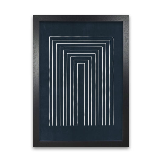 Mid Century Modern Blue Print A Black Grain