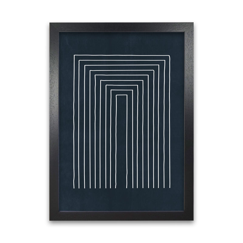 Mid Century Modern Blue Print A Black Grain