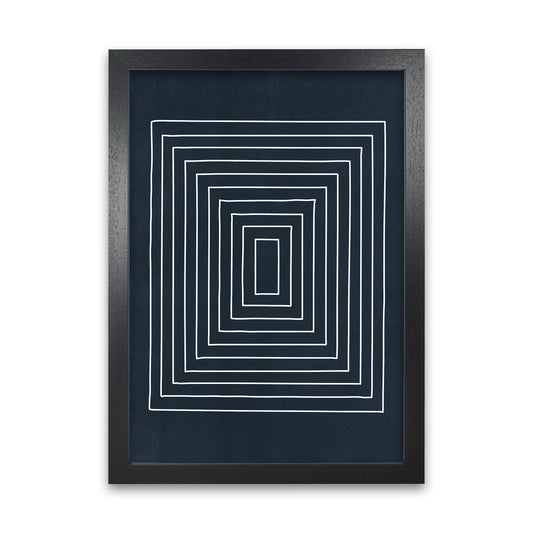 Mid Century Modern Blue Print B Black Grain