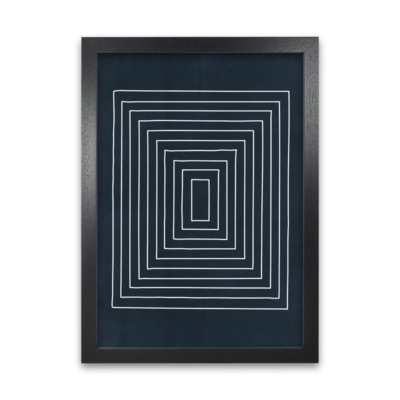 Mid Century Modern Blue Print B Black Grain