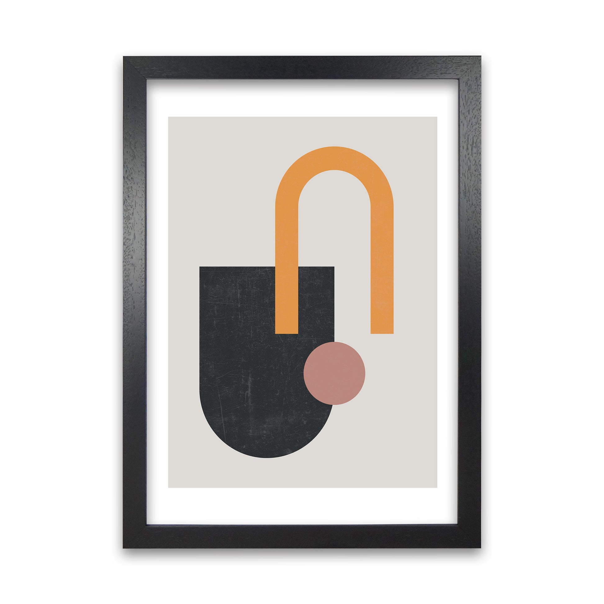 Mid Century Shapes Wall Art Print A Black Grain