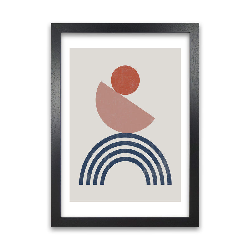 Mid Century Shapes Wall Art Print B Black Grain