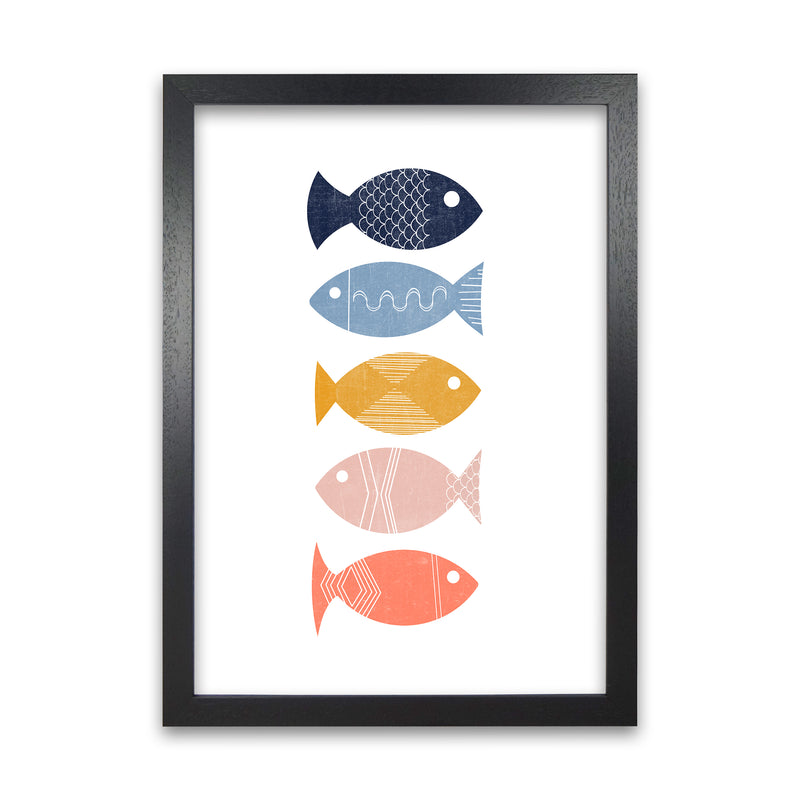 Scandinavian Geometric Print Fish A Black Grain
