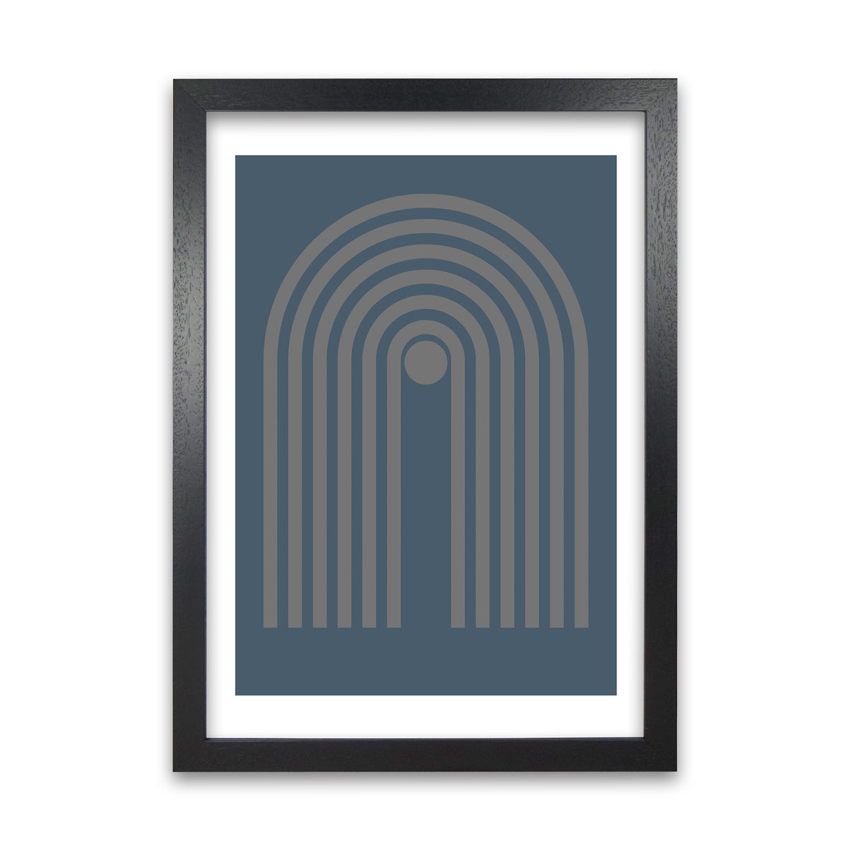 Mid Century Grey and Blue Wall Art Prints A Black Grain