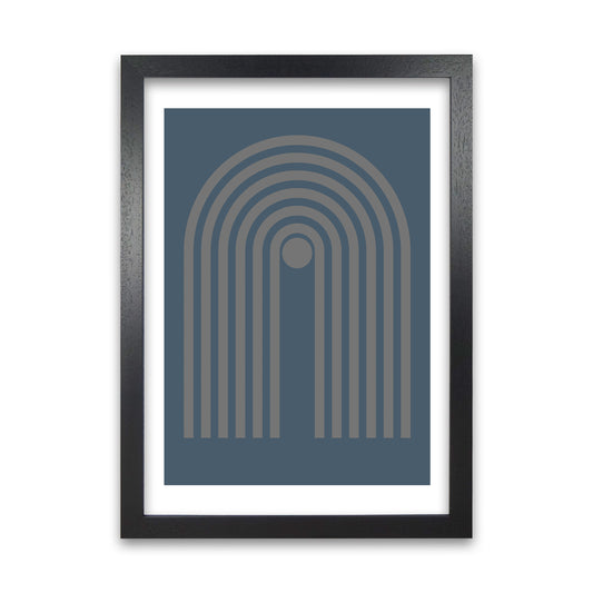 Mid Century Grey and Blue Wall Art Prints A Black Grain