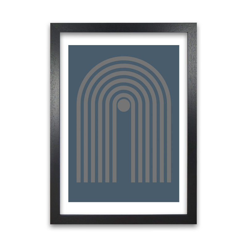 Mid Century Grey and Blue Wall Art Prints A Black Grain