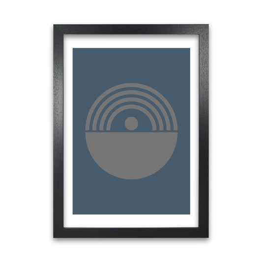 Mid Century Grey and Blue Wall Art Prints B Black Grain