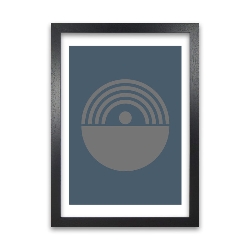 Mid Century Grey and Blue Wall Art Prints B Black Grain