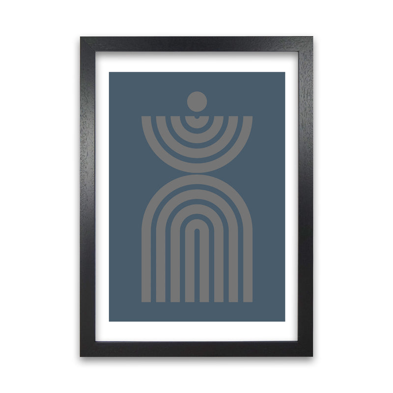 Mid Century Grey and Blue Wall Art Prints C Black Grain