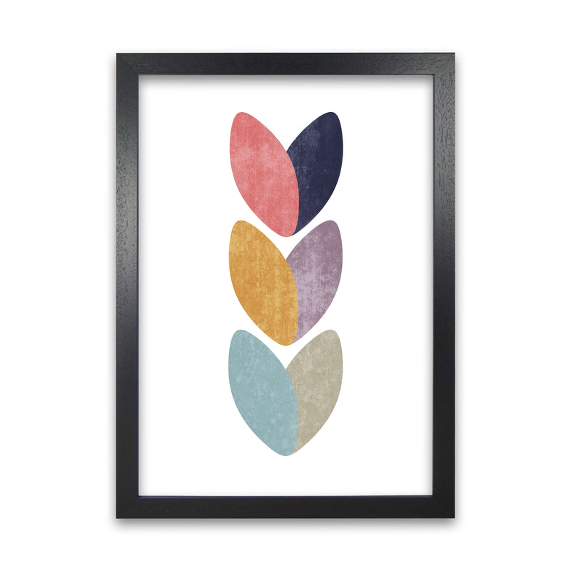 Scandinavian Hearts Wall Art Print B Black Grain