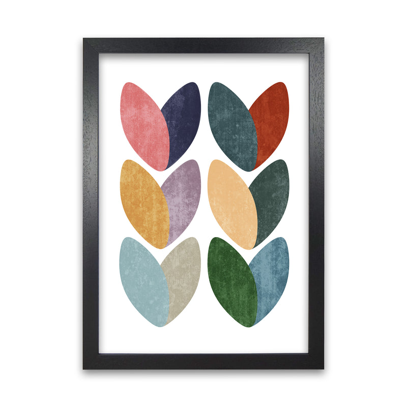 Scandinavian Hearts Wall Art Print C Black Grain