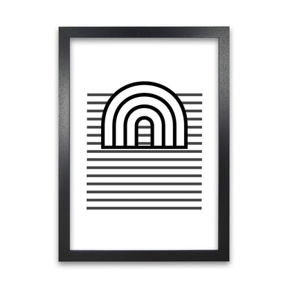 3D Rainbow and Lines Original Abstract Art Print by Print Punk Studio Black Grain