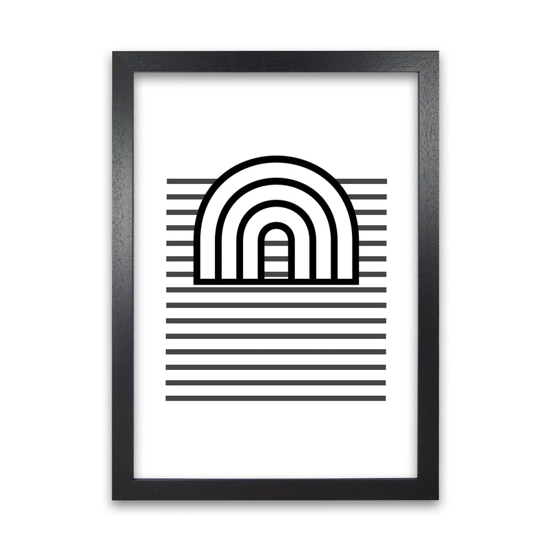 3D Rainbow and Lines Original Abstract Art Print by Print Punk Studio Black Grain
