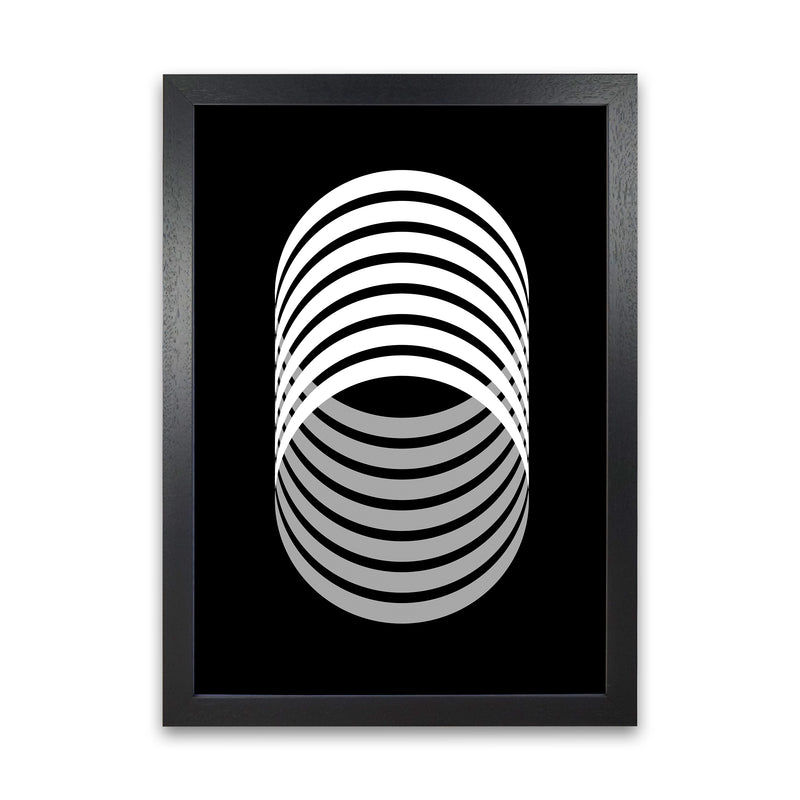 Abstract Modern Back and White Circles Original Black Grain